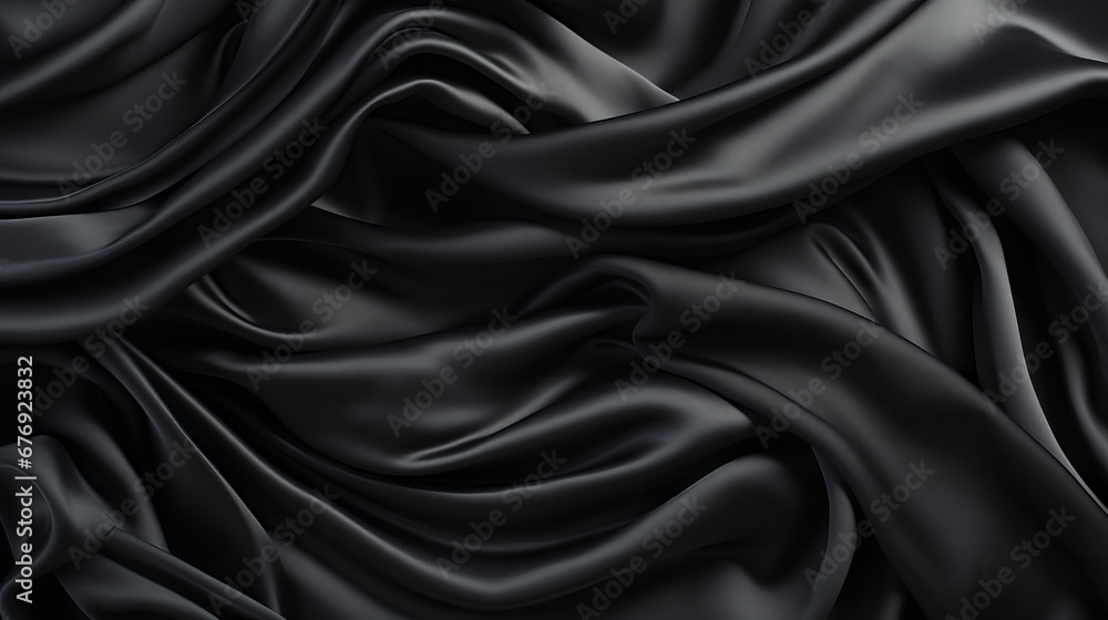 Abstract Black and White Textured Silk with Rippled Wave Pattern
