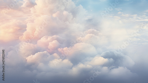 Tranquil Majestic Landscape with Calm Blue Sky and Fluffy White Clouds
 photo