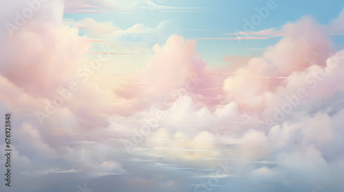 Peaceful blue sky with dramatic cloudscape in a tranquil
