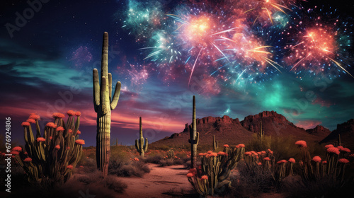 Fireworks over the southwestern desert