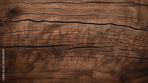 Vintage wooden background featuring inherent fissures. For the background, planks of dark brown wood are employed.