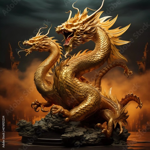 Golden dragon collection, AI generator © Kateryna