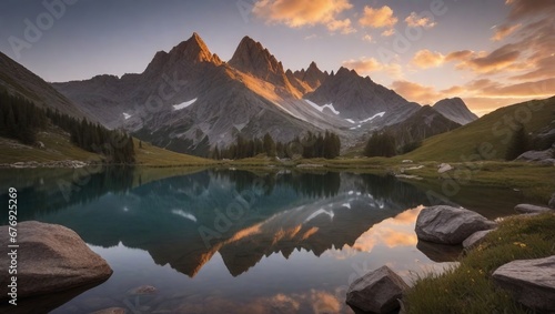 Beauty of a mountainous landscape at dawn