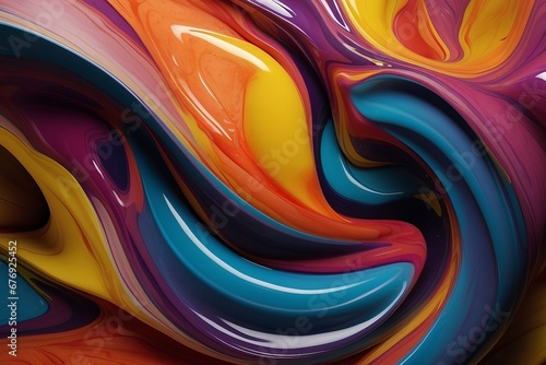 Abstract composition with vibrant colors and fluid shapes