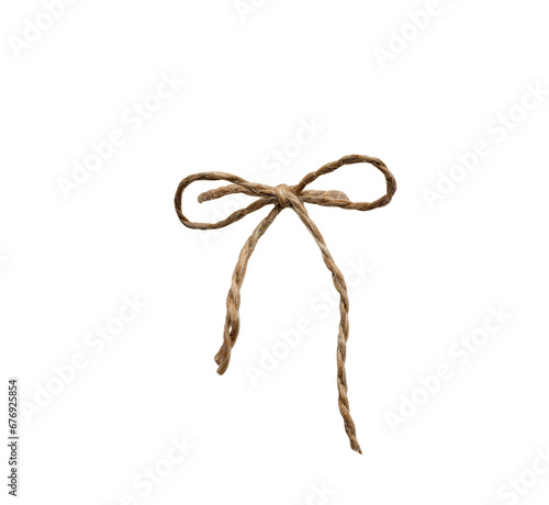 Fotografía Jute twine string tied in a bow isolated cutout on transparent