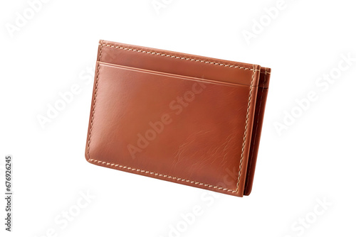 Brown cardholder wallet isolated on transparent and white background