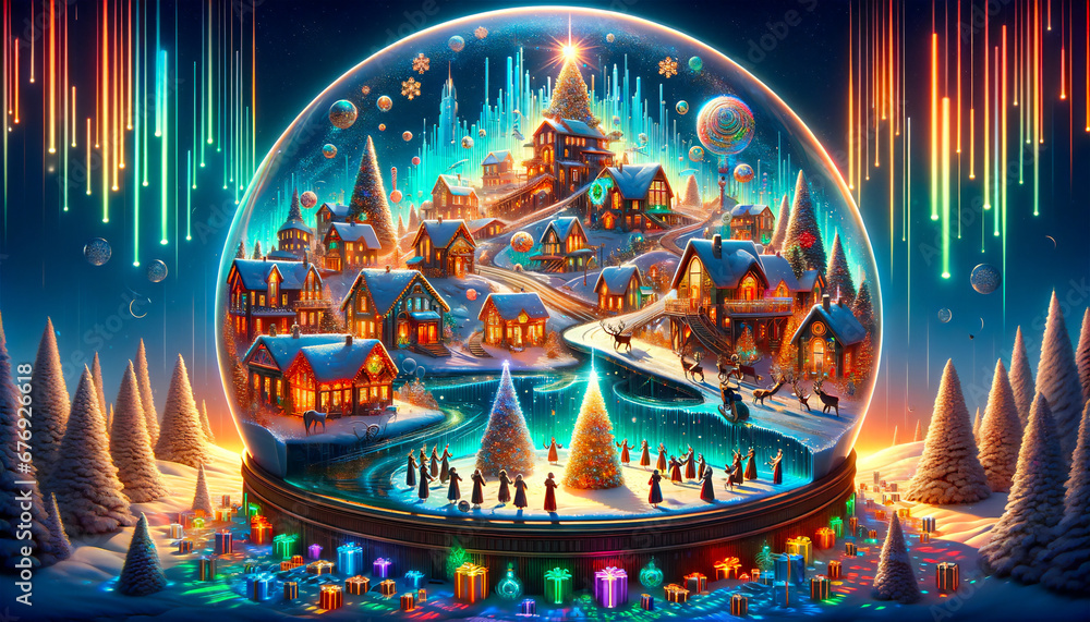 A Mesmerizing Modern Christmas Village Captured in a Snow Globe