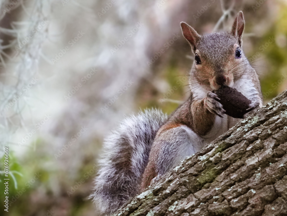 eastern gray squirrel eating a nut