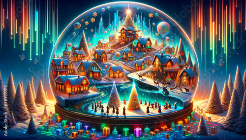 A Mesmerizing Modern Christmas Village Captured in a Snow Globe