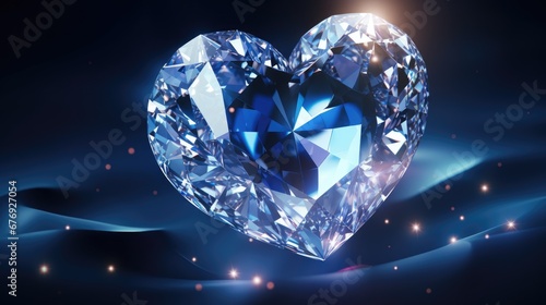 Crystal Shiny heart background. Happy Valentines Day, wedding concept. Symbol of love. Diamond gemstones crystalline hearts semi precious jewelry. For greeting card, banner, flyer, party invitation.. © Oksana Smyshliaeva