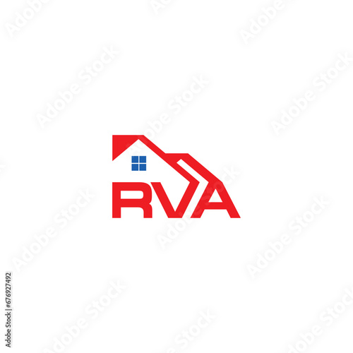 EVA letters real estate home rooftop property logo design