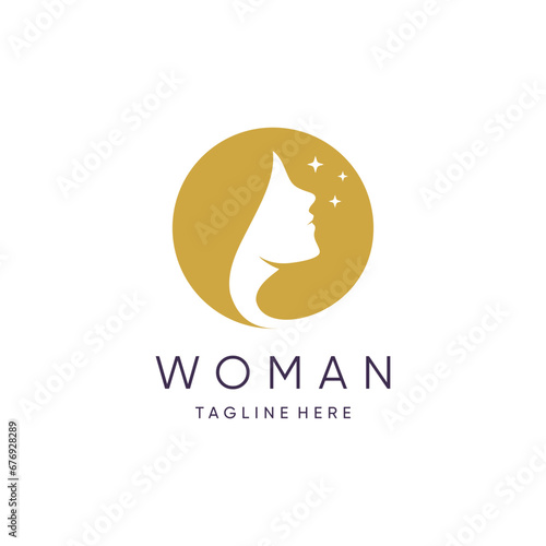 Woman beauty logo design element icon with creative modern concept