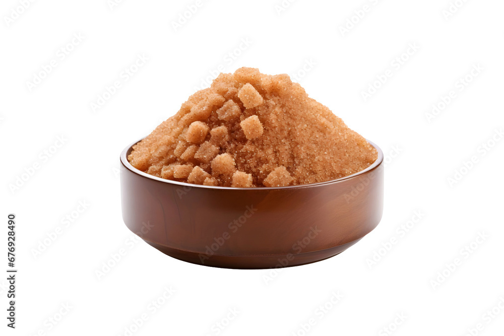 Bowl of brown sugar isolated on transparent and white background Bowl of brown sugar isolated on transparent and white background
