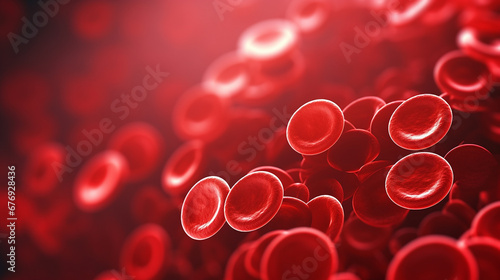 Red blood cells on a light background