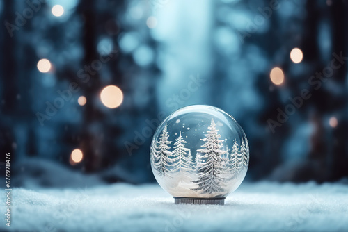 Shiny Christmas Tree In Snow Globe