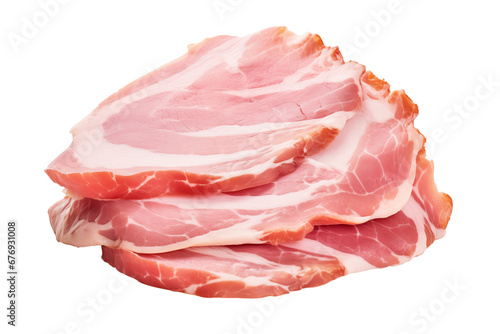 cured ham isolated on white background photo