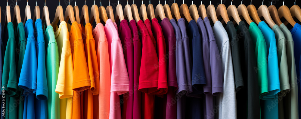 Colorful t-shirt on the hanger. ai generative Colorful t-shirt on the hanger. ai generative