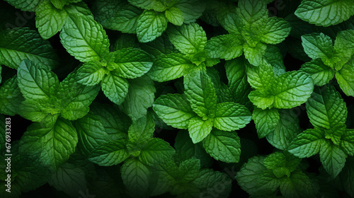 lush green mint leaves background seen from the top
