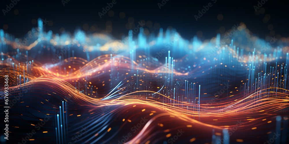 abstract wave digital technology background, sound and graphic shapes ...