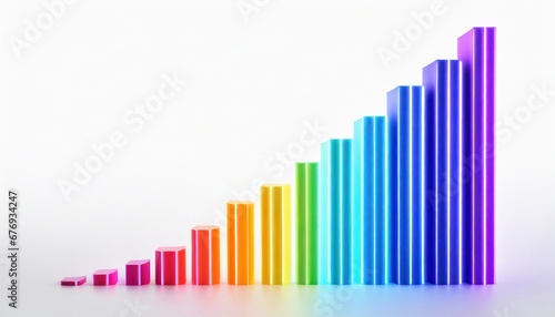 rainbow rising bar chart on white background