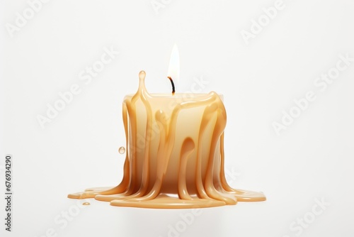 A candle that is dripping down on a table.