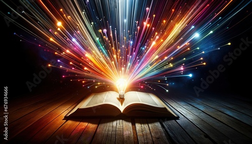 Magical Light of Knowledge Bursting from Open Book