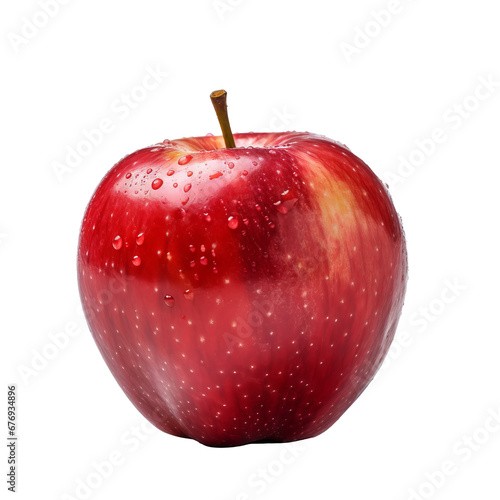 Apple in full detail displayed against a transparent backdrop, showcasing the fruit's complete form with clarity.