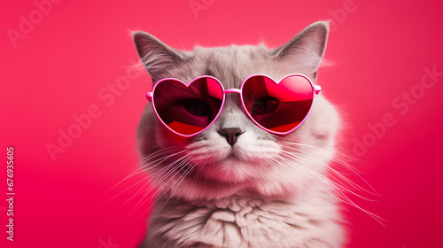 Postcard with cat with space for text. Concept Valentine's Day, wedding, women's day, birthday © Katrin_Primak