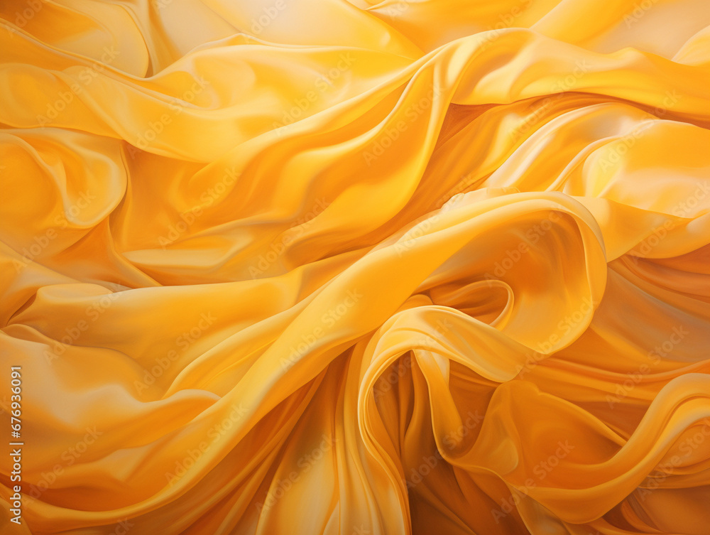 А yellow golden silk fabric textile with pleats.Bright Waves of Golden Silk. Generative AI А yellow golden silk fabric textile with pleats.Bright Waves of Golden Silk. Generative AI