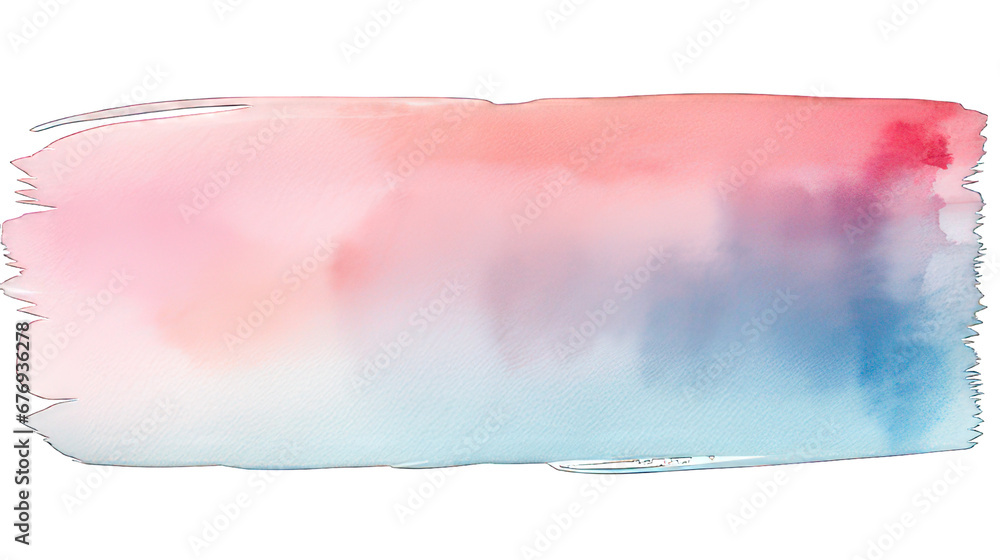 Pink and blue watercolour brush stroke isolated on white created with Generative AI