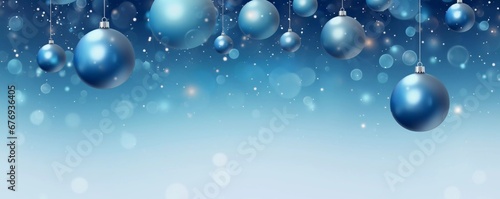 New Year background design with blue Christmas balls, AI generator