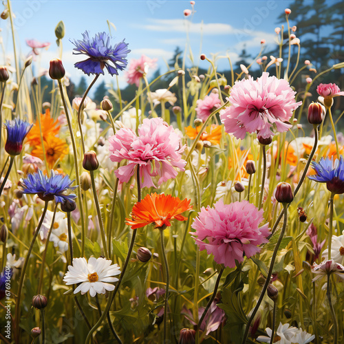 field of wild flowers for feed insects