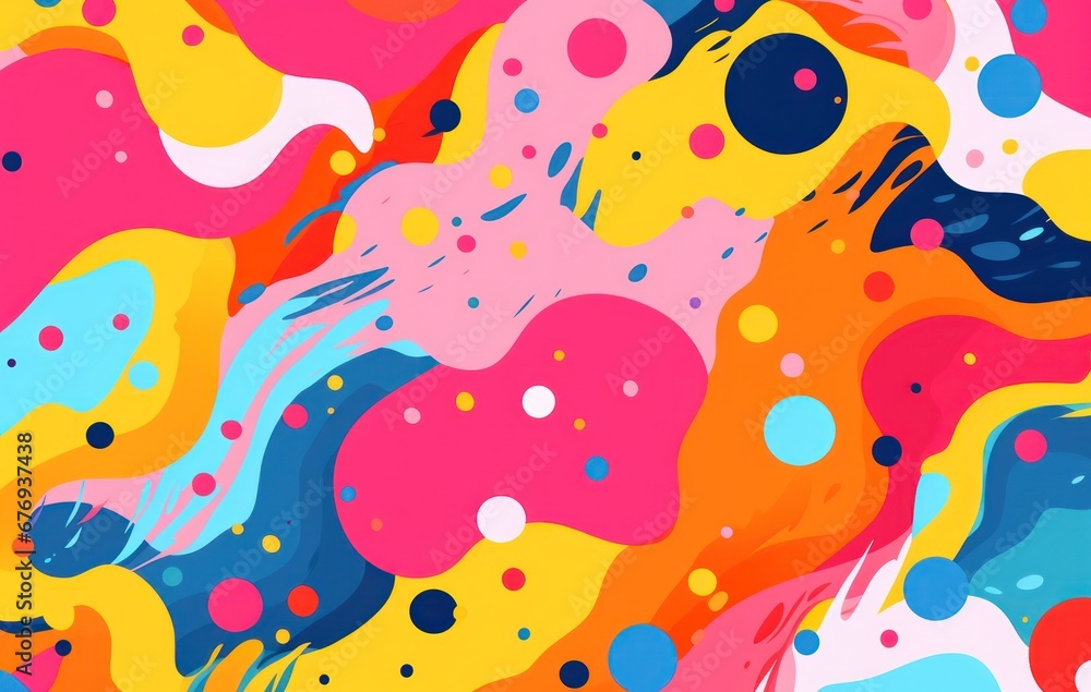 A vibrant abstract pattern with colorful splashes and spots suggesting playfulness and creativity A vibrant abstract pattern with colorful splashes and spots suggesting playfulness and creativity