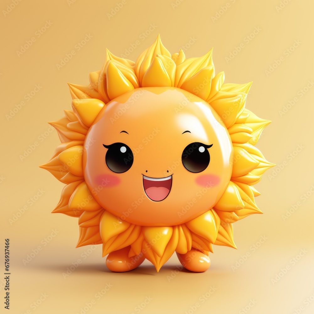 A cartoon sun with a big smile on it
