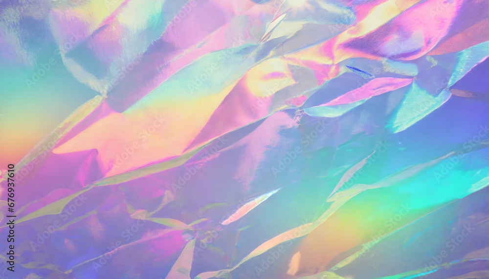holographic abstract pastel colors backdrop hologram gradient neon color foil effect rainbow graphic psychedelic iridescent creative background trends 80s or 90s - obrazy, fototapety, plakaty 