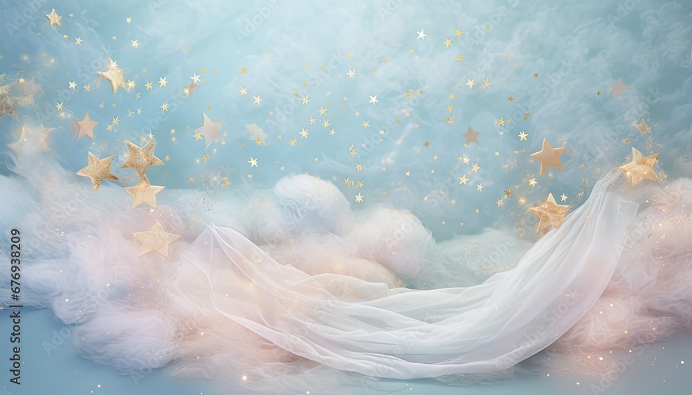 Newborn baby nest or crib backdrop, photoshop overlay, pastel blue ...