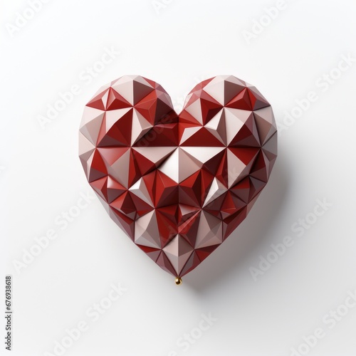 A heart made out of red and white triangles.