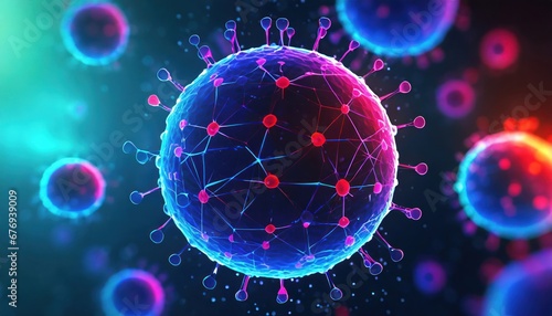Firefly Super closeup orb background. Science microbiology concept. virus outbreak epidemic