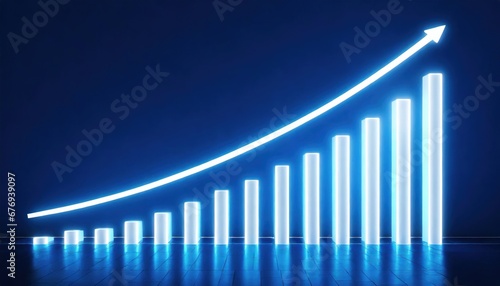 White rising bar chart on rainbow background with copy space