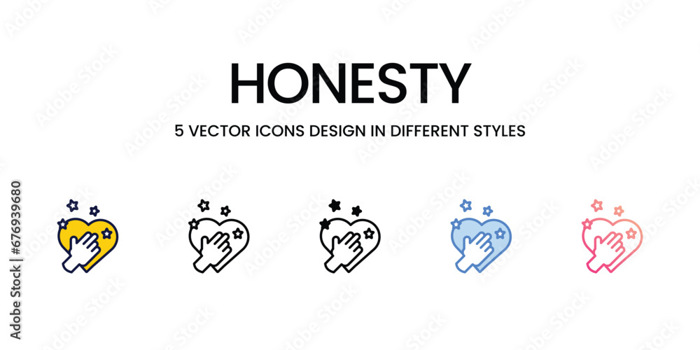 Honesty Icon Design in Five style with Editable Stroke. Line, Solid, Flat Line, Duo Tone Color, and Color Gradient Line. Suitable for Web Page, Mobile App, UI, UX and GUI design.
