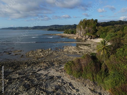 Aerial view to a rocky beach