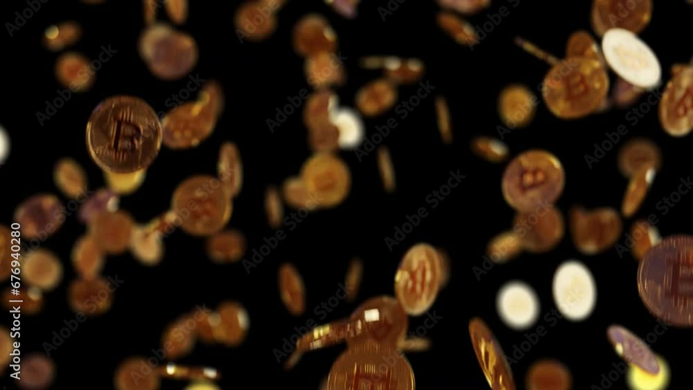 Crypto Coins Falling Transparent Background
