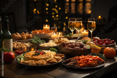 Festive Feast  A Culinary Wonderland of Joy  Bringing Loved Ones Together for a Merry Christmas Celebration  AI Generated  