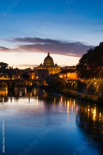 Vatican at sunset & Ponte Sant'Angelo Rome Italy 