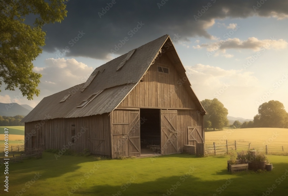 old barn in the field old barn in the field