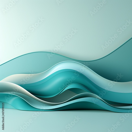 Abstract turquoise waves with smooth transitions and glossy highlights. Background for banner, space for copy space