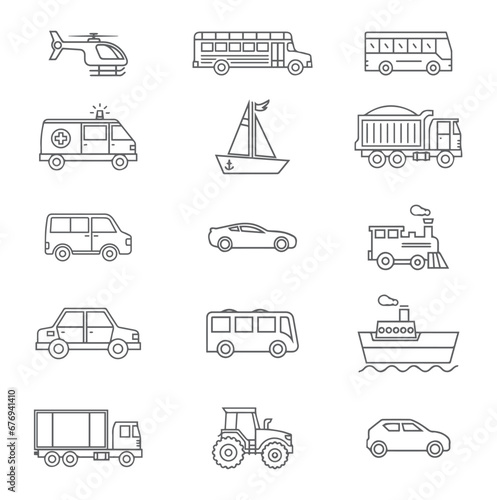 different types of vehicle vector art design icon  car  icon  truck  transportation  vector  transport  bus  set  auto  vehicle  symbol  train  icons  illustration  sign  taxi  design  silhouette