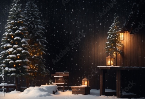 Christmas tree with snow