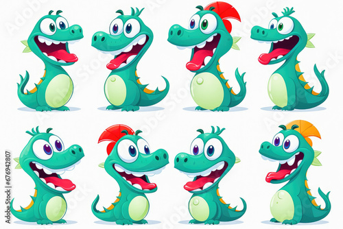 New year emoji of funny dragon. Cartoon style  New Year  Christmas.