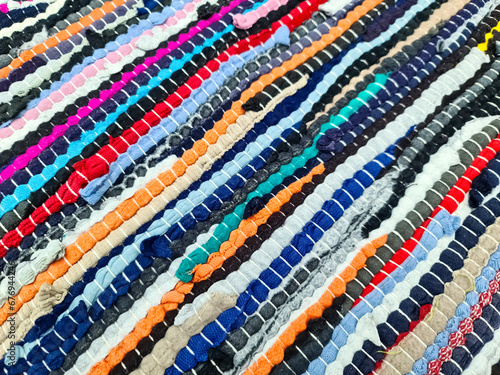 Samples of cloth and fabrics in different colors at a fabrics market